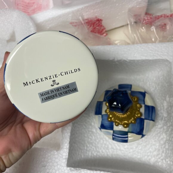 Mackenzie-Childs Set of 3 Royal Check Cannisters New in Box - Picture 3 of 6